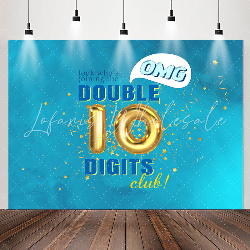 Lofaris OMG Double 10 Digits Club Blue Birthday Backdrop
