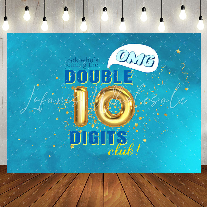 Lofaris OMG Double 10 Digits Club Blue Birthday Backdrop
