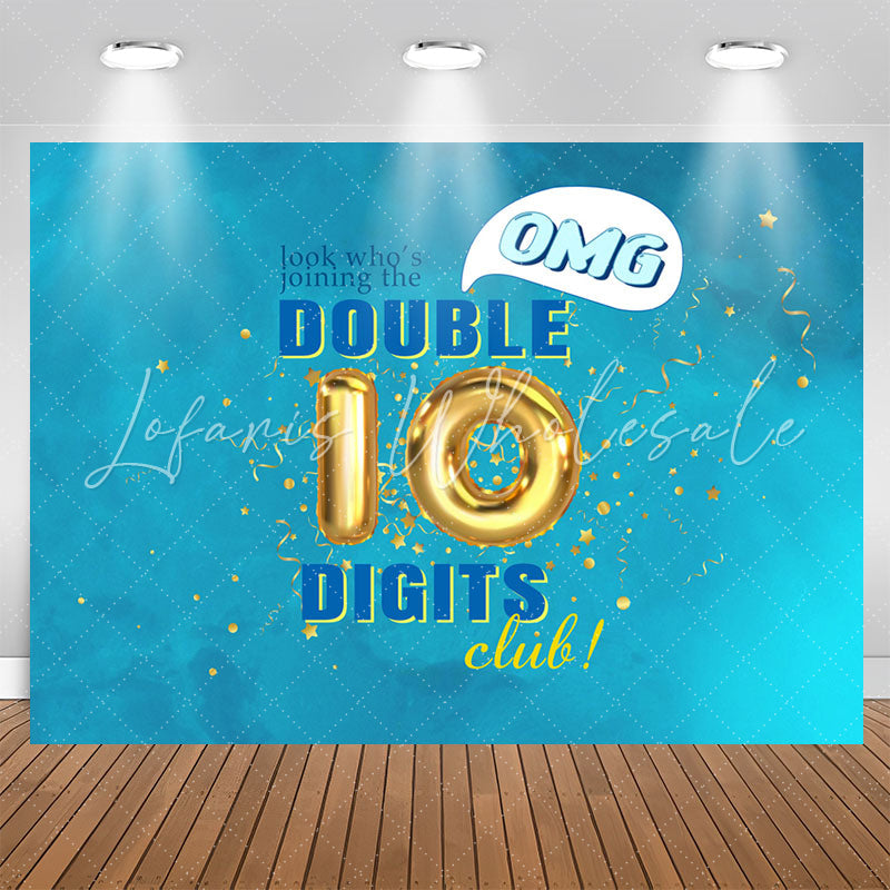 Lofaris OMG Double 10 Digits Club Blue Birthday Backdrop