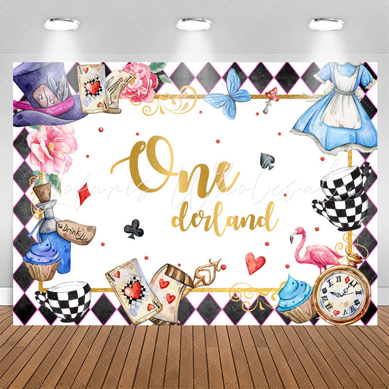 Lofaris Onederland Magician Black Rhombus 1st Birthday Backdrop