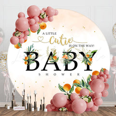 Lofaris Oranges Green Leaf Simple Round Baby Shower Backdrop