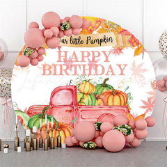 Lofaris Our Litter Pumpkin Car Happy Birthday Round Backdrop