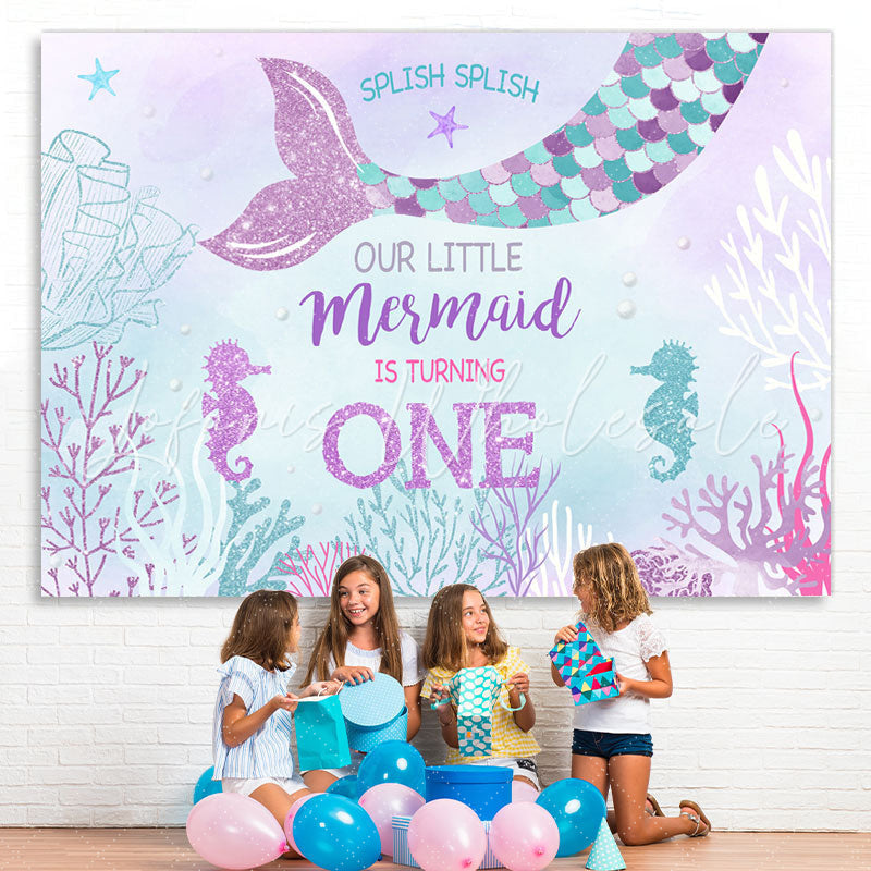 Lofaris Our Little Mermaid Is Turning 1st Birthday Backdrop