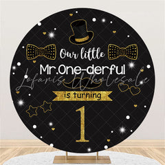 Lofaris Our Little Mr Is Turning 1 Happy Birthday Round Backdrop