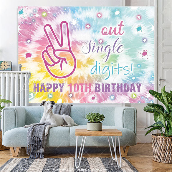 Lofaris Out Single Digits Graffiti Happy 10th Birthday Backdrop