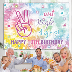 Lofaris Out Single Digits Graffiti Happy 10th Birthday Backdrop