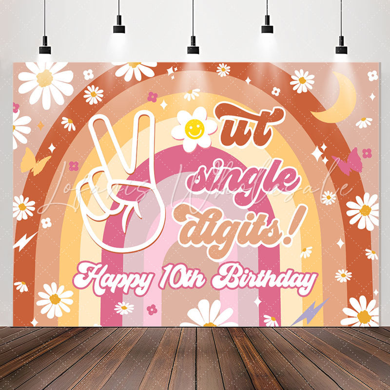 Lofaris Out Single Digits Rainbow Floral 10th Birthday Backdrop