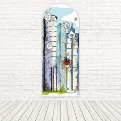 Painted Hero Streetscape Action Scene Arch Backdrop For Themed Fun