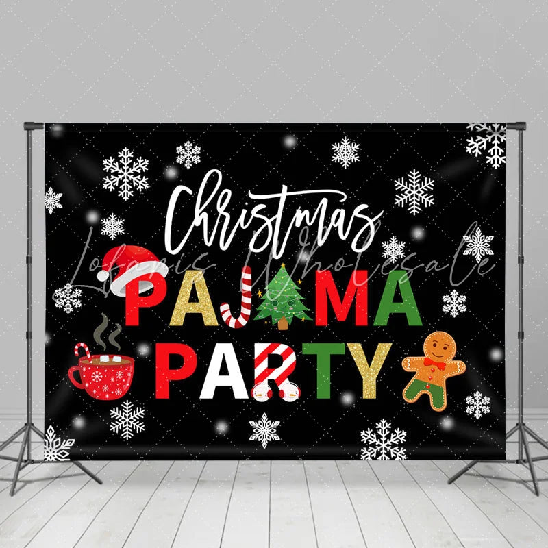 Lofaris Pajama With Hot Dessert Drink Christmas Party Backdrop