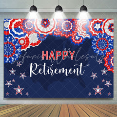 Lofaris Paper Flowers Stars Blue Happy Retirement Backdrop