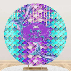 Lofaris Pearl Curtain Purple Cyan Mermaid Circle Backdrop