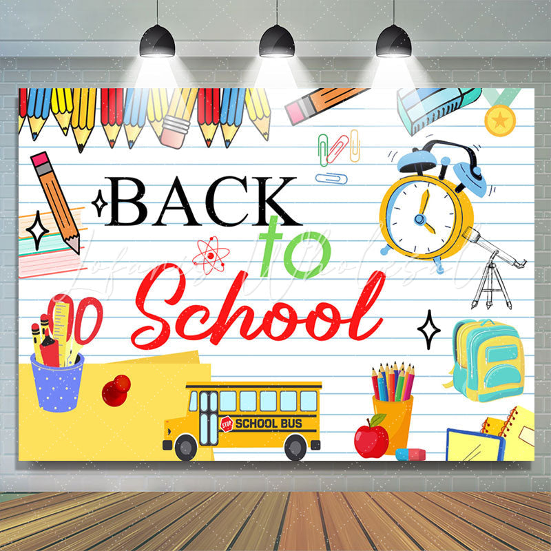 Lofaris Pencil Stationeries Notebook Back To School Backdrop