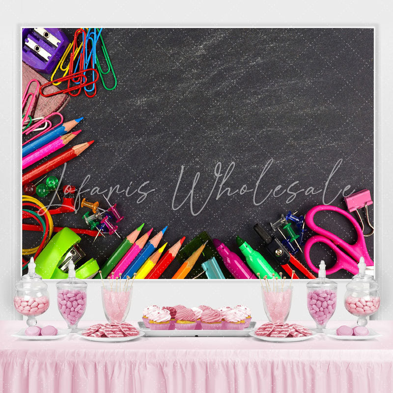 Lofaris Pencils Blackboard Backdrops Classroom Photo for kids