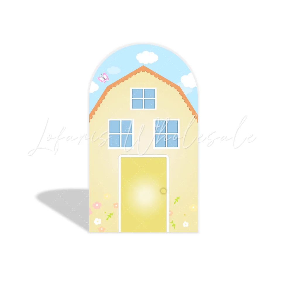 Peppa Pig Theme Birthday Party Arch Backdrop Wall Cloth Cover