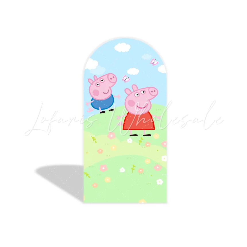 Peppa Pig Theme Birthday Party Arch Backdrop Wall Cloth Cover