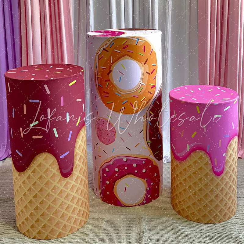 Lofaris Personalized Backdrop Plinth Cylinder Cover Kit for Party