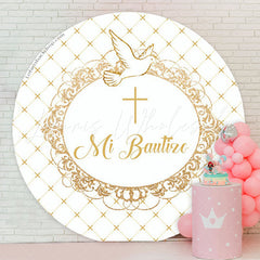 Lofaris Pigeon White Gold Baptism Round Backdrop Cover