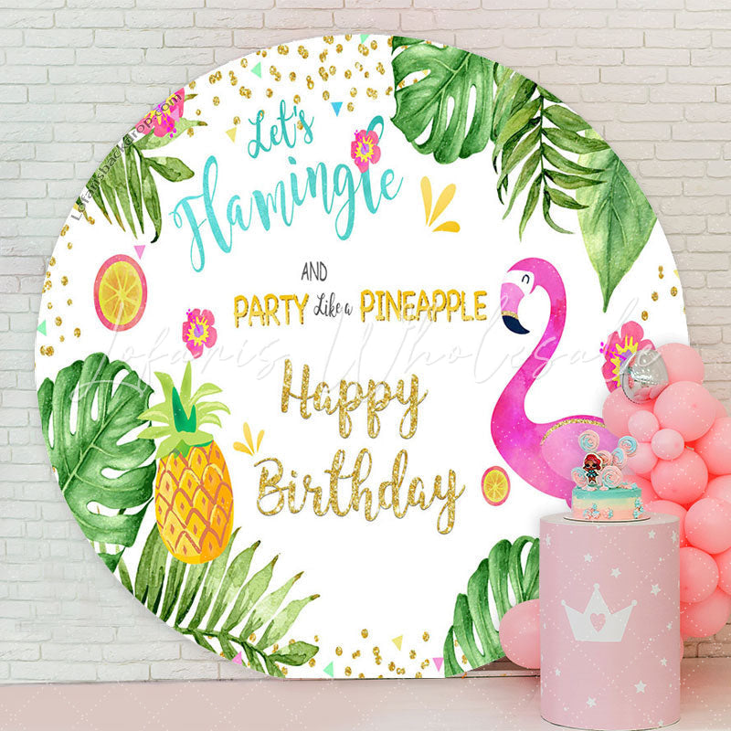 Lofaris Pineapple Flamingo Monsteras Circle Birthday Backdrop