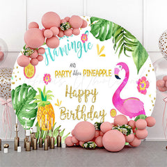 Lofaris Pineapple Flamingo Monsteras Circle Birthday Backdrop