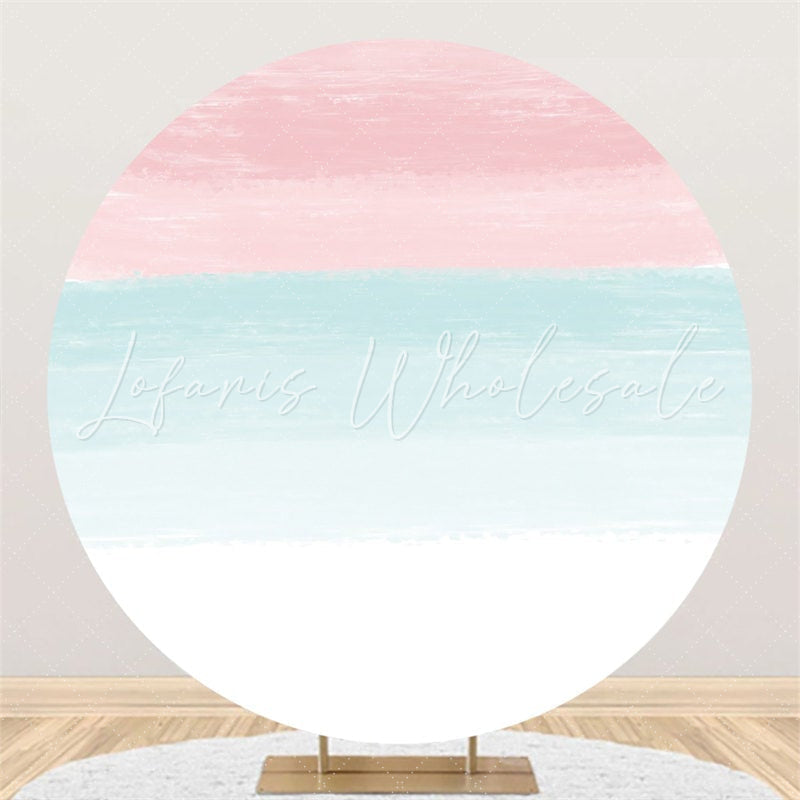 Lofaris Pink And Blue White Happy Birthday Circle Backdrop
