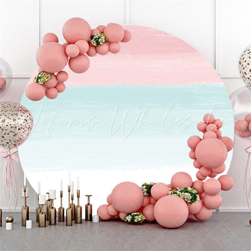 Lofaris Pink And Blue White Happy Birthday Circle Backdrop