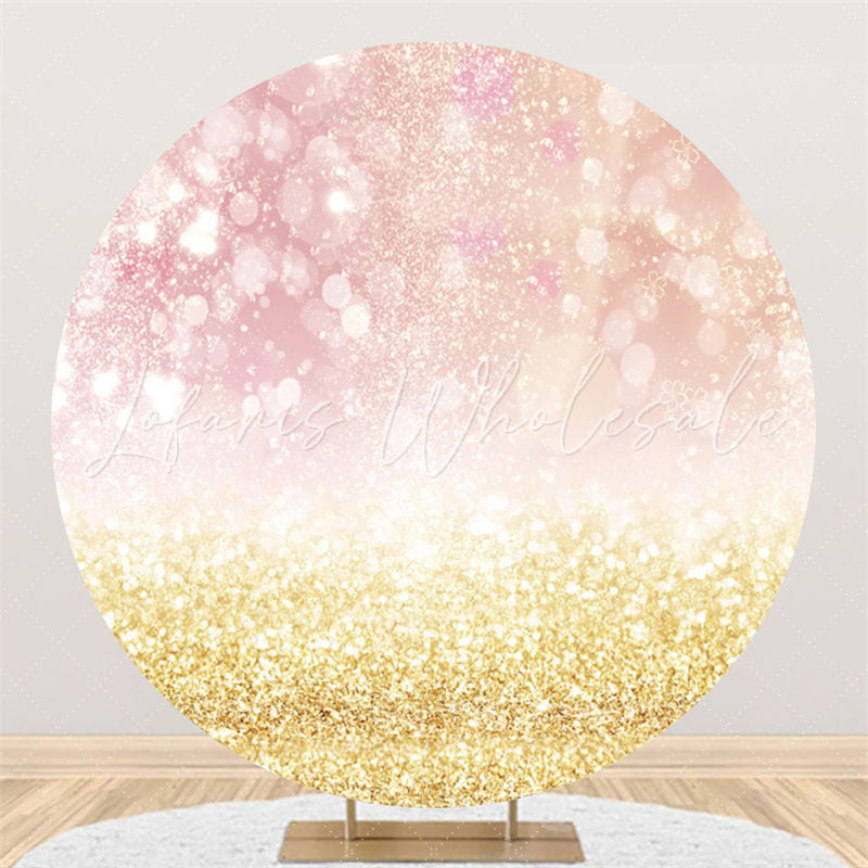 Lofaris Pink Aperture Glitter Gold Happy Birthday Circle Backdrop