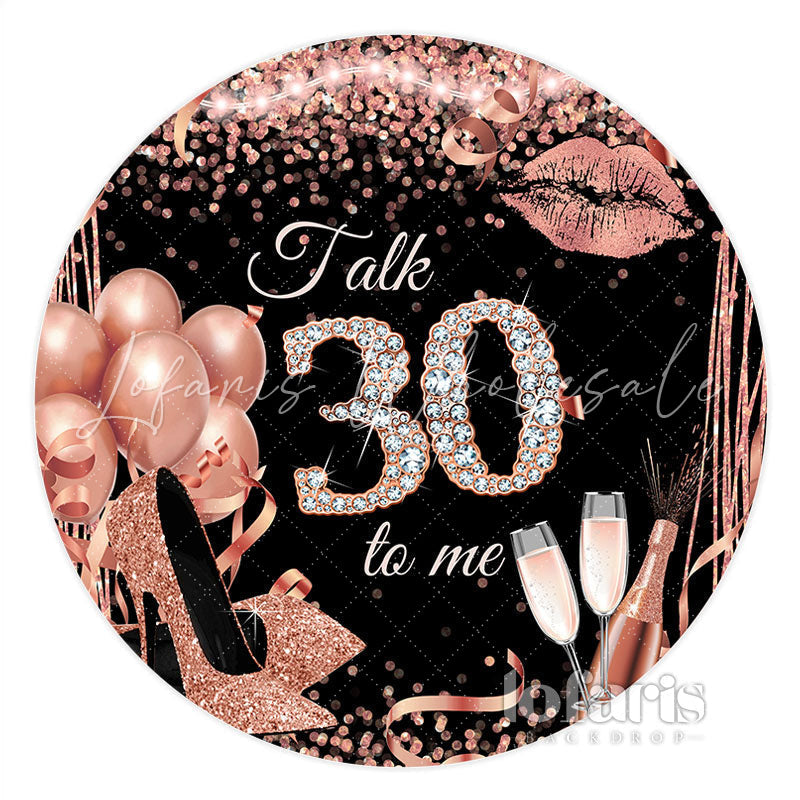 Lofaris Pink Balloons Glitter Heels Round 30th Birthday Backdrop