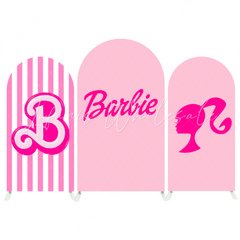 Pink Barbie Birthday Party Arch Backdrop Wall Cloth Cover