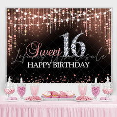 Lofaris Pink Bokeh and Diamond Glitter 16Th Birthday Backdrop