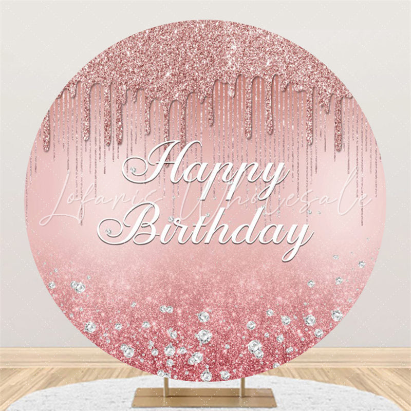 Lofaris Pink Bokeh Glitter Diamonds Happy Birthday Backdrop