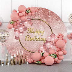 Lofaris Pink Bokeh Glitter Round Backdrop For Happy Birthday