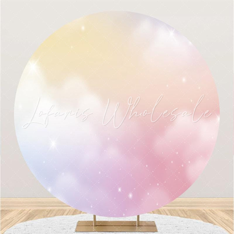 Lofaris Pink Cloud Light Round Baby Shower Backdrop For Girl