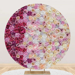 Lofaris Pink Dark Purple Floral Wall Round Wedding Backdrop