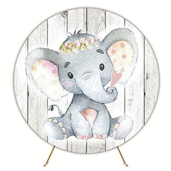 Pink Elephant Wood Round Backdrop for Baby Party