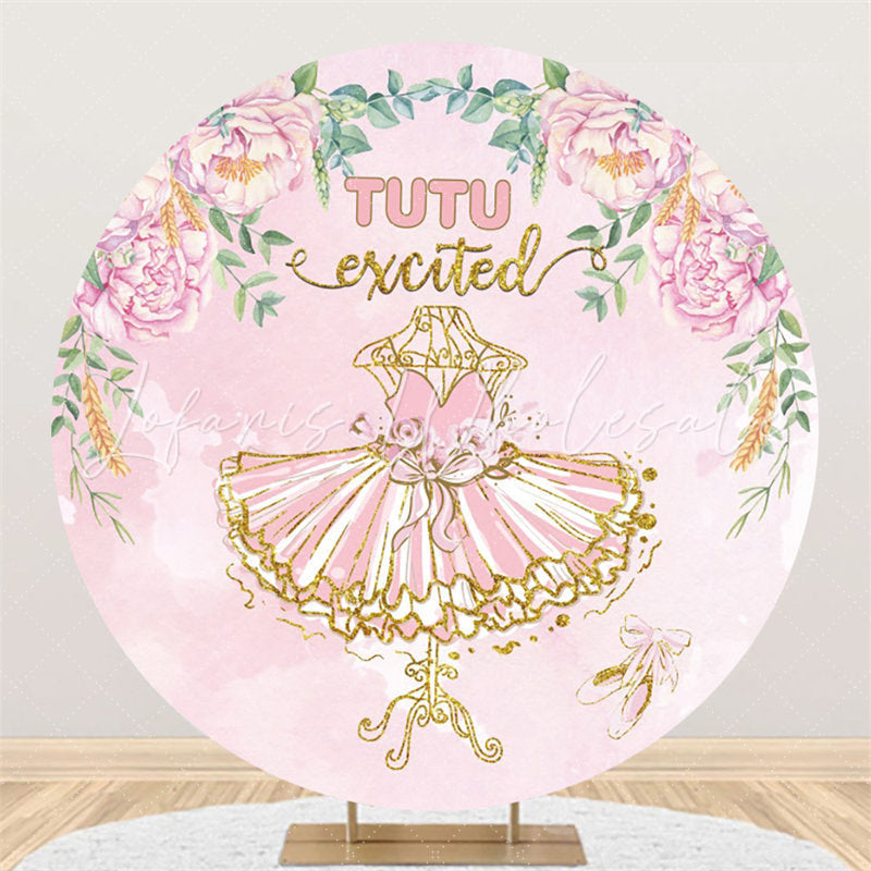 Lofaris Pink Floral And Glitter Dress Happy Birthday Backdrop