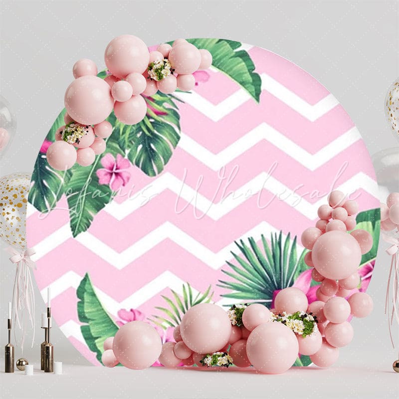 Pink Floral Garden Round Backdrop For Elegant Party Decorations