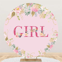 Lofaris Pink Flower Theme Baby Shower Circle Backdrop For Party