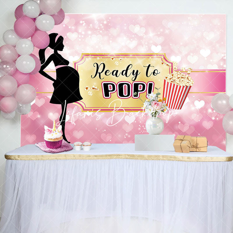 Lofaris Pink Heart Bokeh Ready To Pop Gender Reveal Backdrop