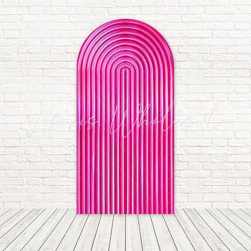 Pink Metallic Shimmer Glow Arch Backdrop For Modern Birthday Party