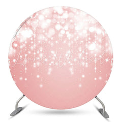 Lofaris Pink Rose Gold Bokeh Birthday Party Round Backdrop