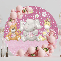 Pink Safari Girl Round Backdrop for Safari Theme Party