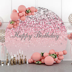 Lofaris Pink Silver Glitter Bokeh Round Birthday Backdrop