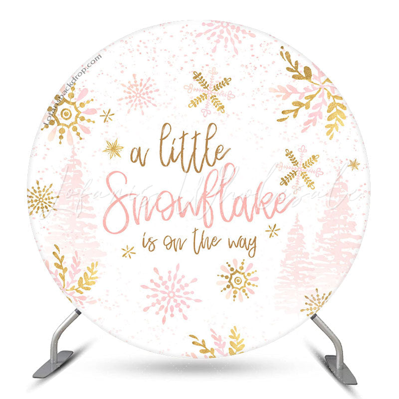 Lofaris Pink Snowflake Round Baby Shower Backdrop For Girl