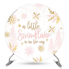 Lofaris Pink Snowflake Round Baby Shower Backdrop For Girl