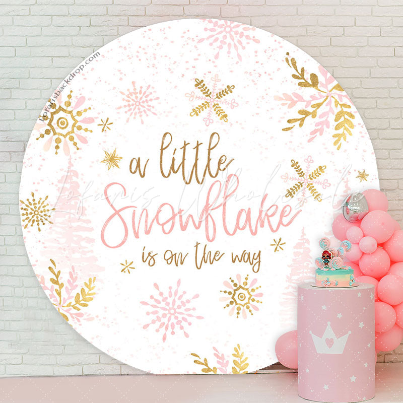 Lofaris Pink Snowflake Round Baby Shower Backdrop For Girl