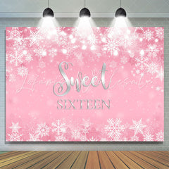 Lofaris Pink Snowflake Winter Girl Sweet Sixteen Birthday Backdrop