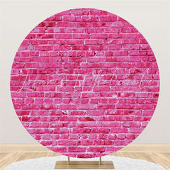 Lofaris Pink Wall Brick Theme Happy Birthday Circle Backdrop