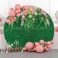 Lofaris Pink White Floral And Green Leaves Round Wedding Backdrop