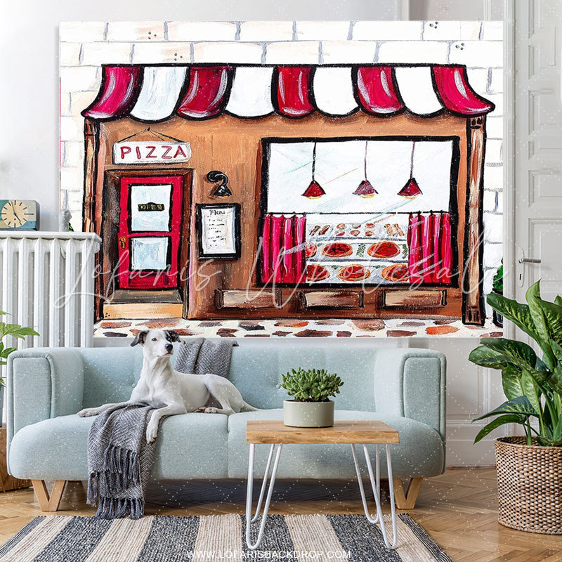Lofaris Pizza Shop Photo Newborn Baby Shower Party Backdrop