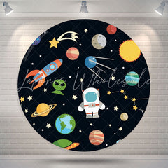 Lofaris Planet Astronaut Space Theme Circle Backdrop Cover